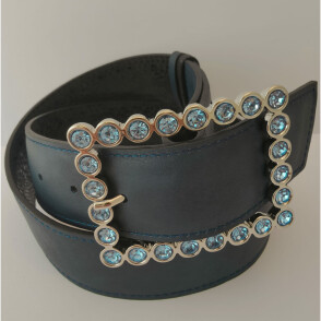 Ceinture reversible Femme Serpent noir / Bleu newport